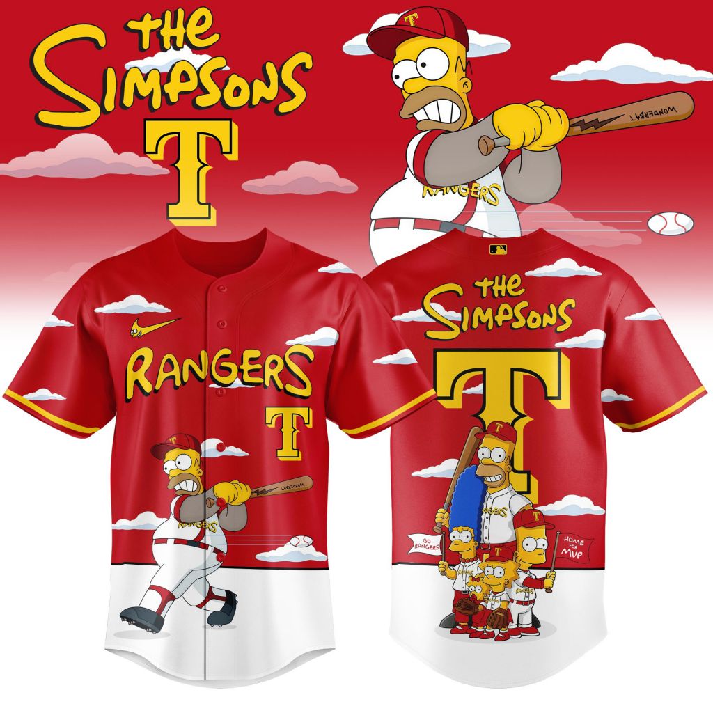 MLB Texas Rangers Special The Simpsons Design Baseball Jersey ST2603