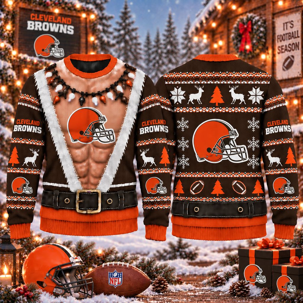 NFL Cleveland Browns Funny Body Christmas Ugly Sweatshirt Design ST2601