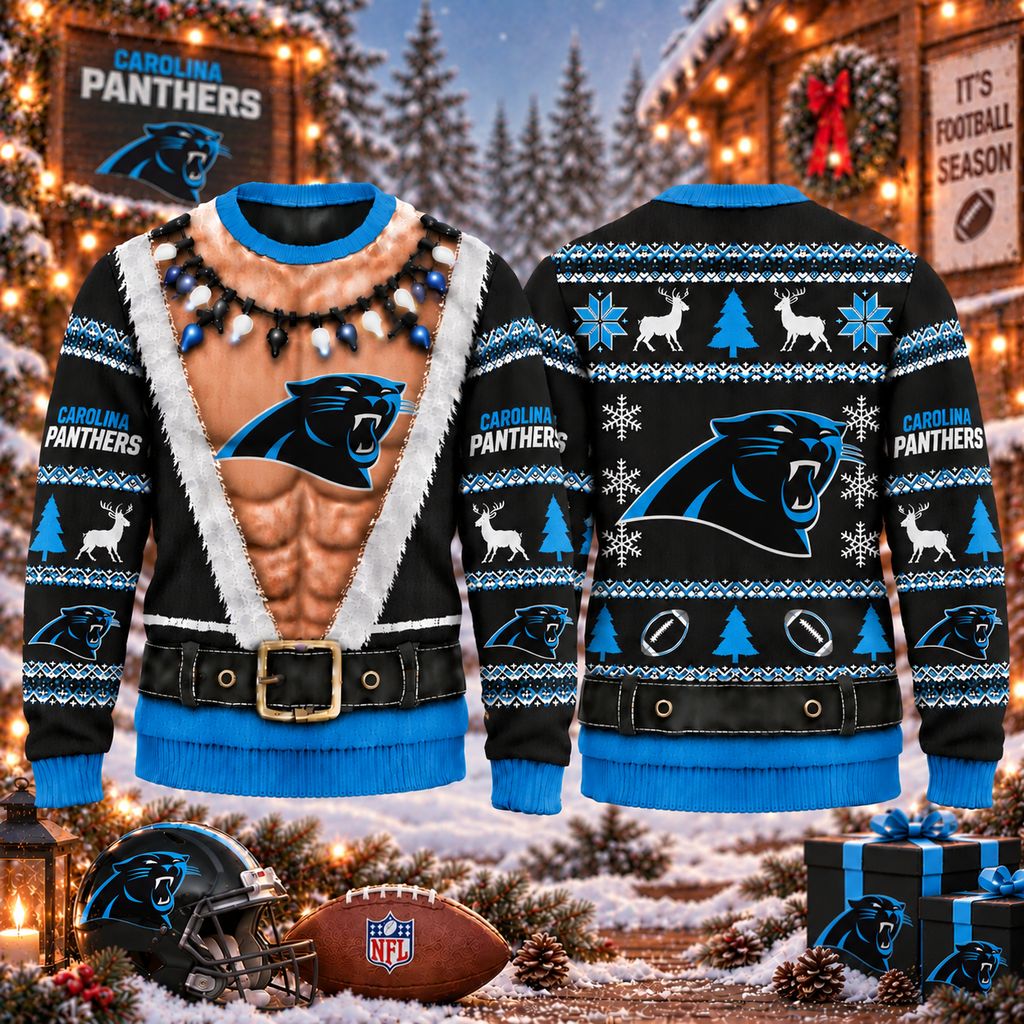 NFL Carolina Panthers Funny Body Christmas Ugly Sweatshirt Design ST2601