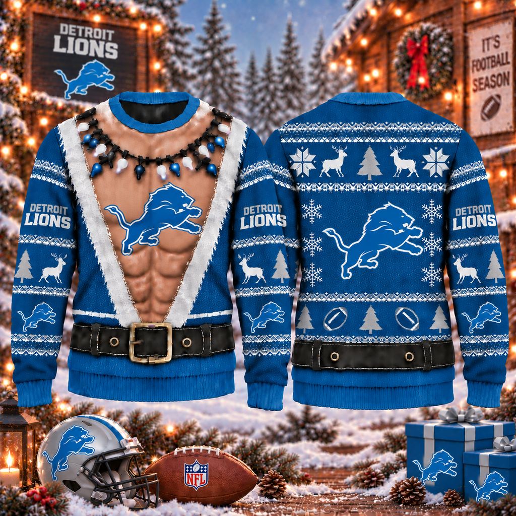 NFL Detroit Lions Funny Body Christmas Ugly Sweatshirt Design ST2601