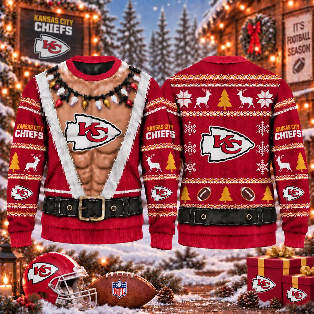 NFL Kansas City Chiefs Funny Body Christmas Ugly Sweatshirt Design ST2601