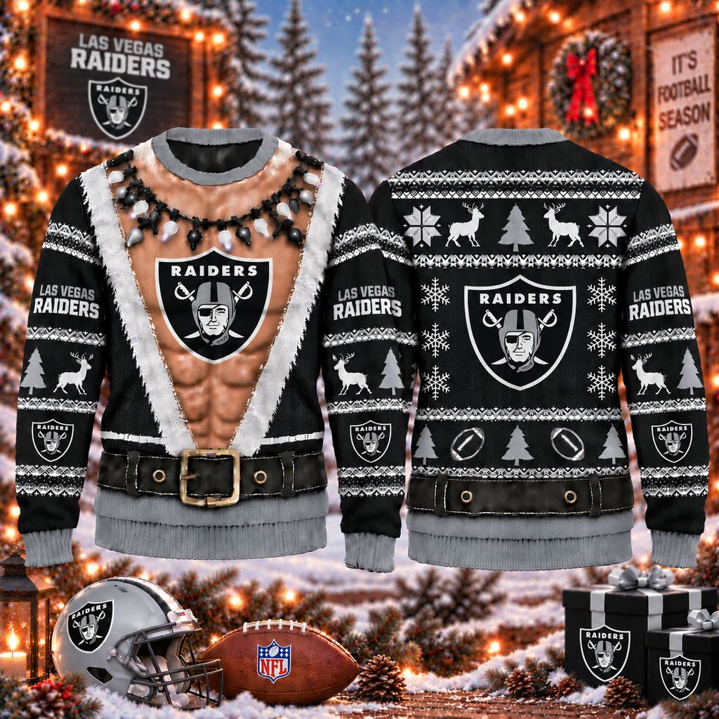 NFL Las Vegas Raiders Funny Body Christmas Ugly Sweatshirt Design ST2601