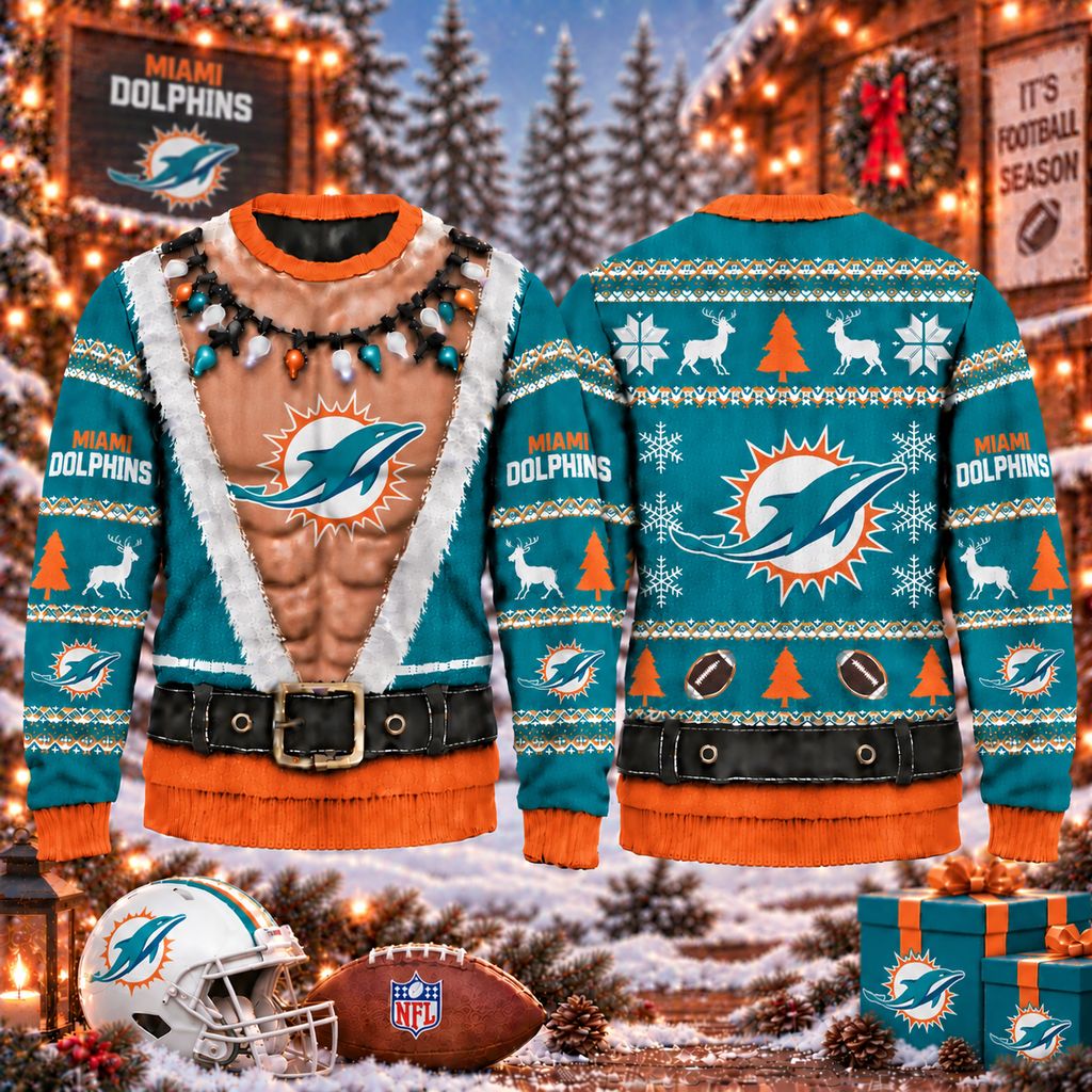 NFL Miami Dolphins Funny Body Christmas Ugly Sweatshirt Design ST2601