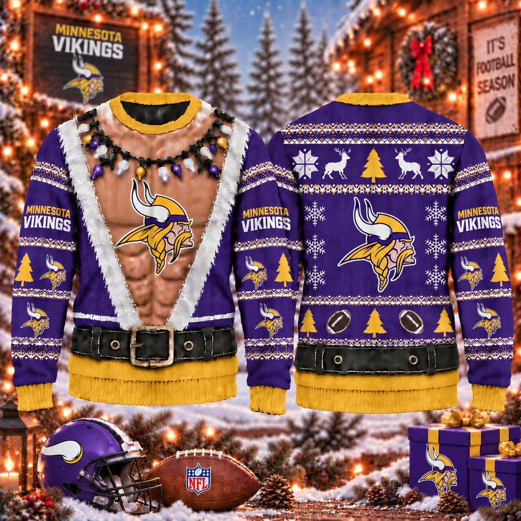 NFL Minnesota Vikings Funny Body Christmas Ugly Sweatshirt Design ST2601