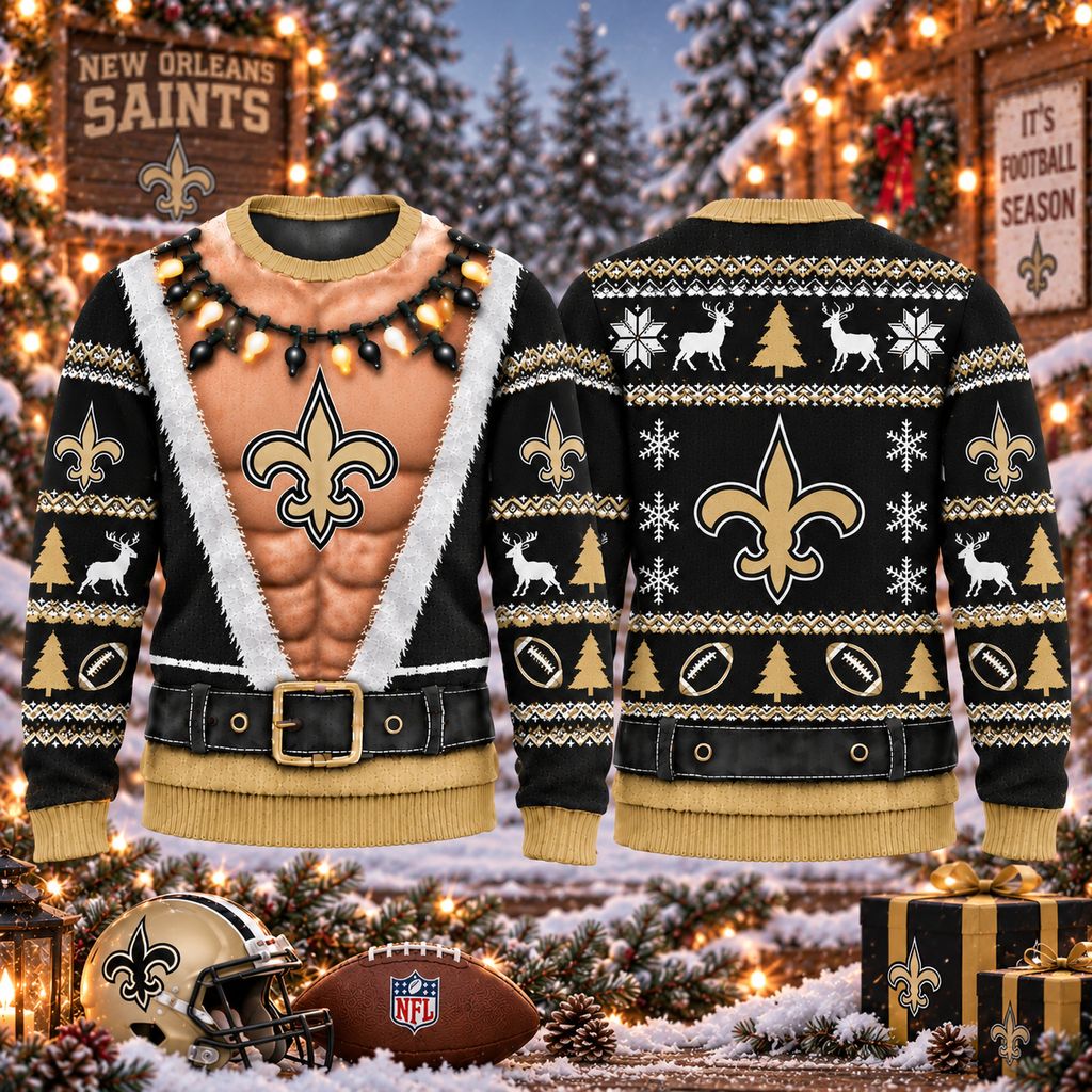NFL New Orleans Saints Funny Body Christmas Ugly Sweatshirt Design ST2601