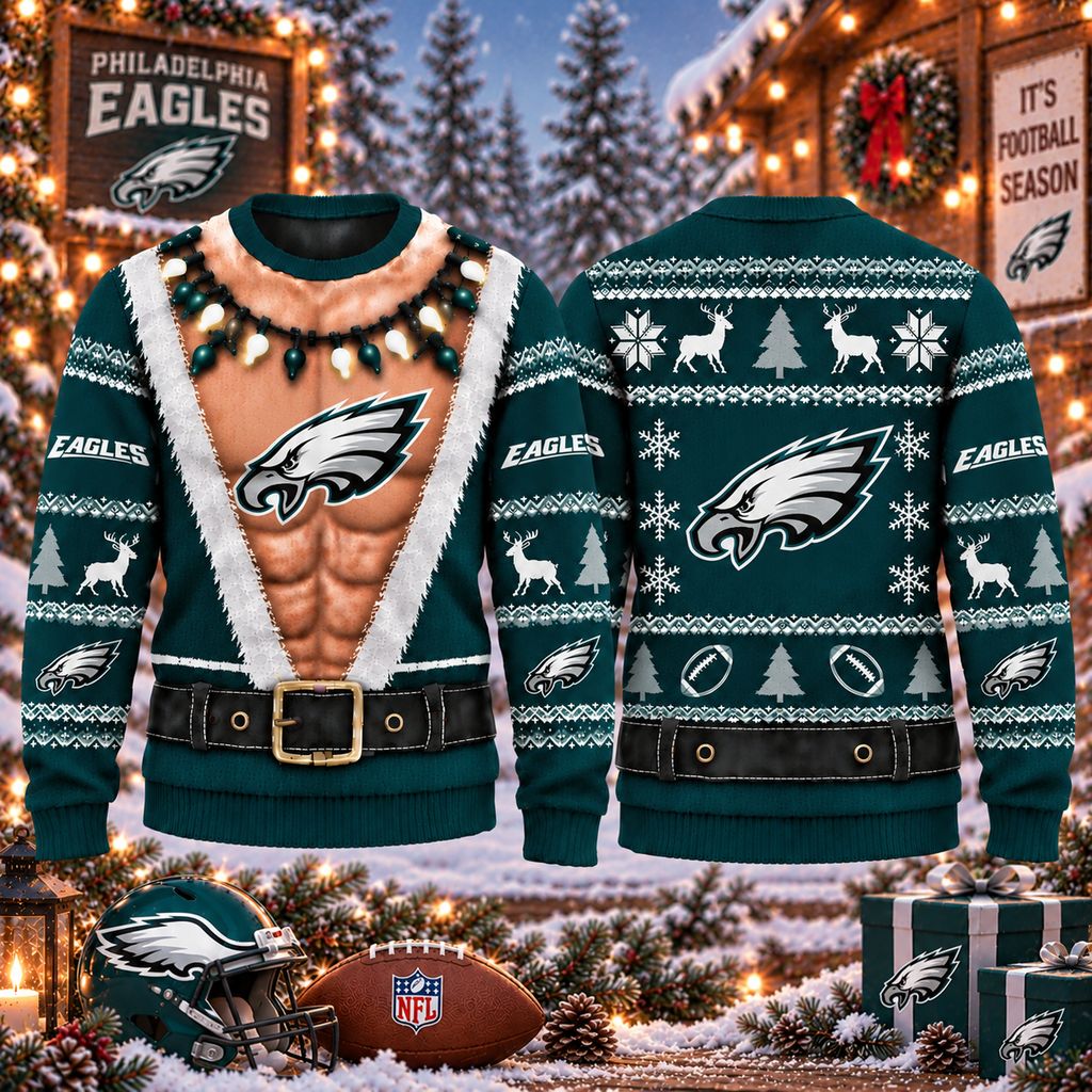 NFL Philadelphia Eagles Funny Body Christmas Ugly Sweatshirt Design ST2601
