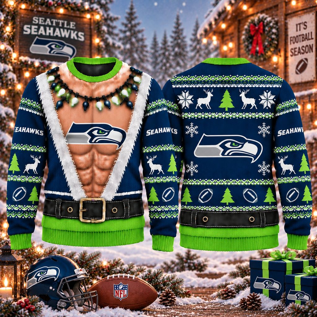 NFL Seattle Seahawks Funny Body Christmas Ugly Sweatshirt Design ST2601