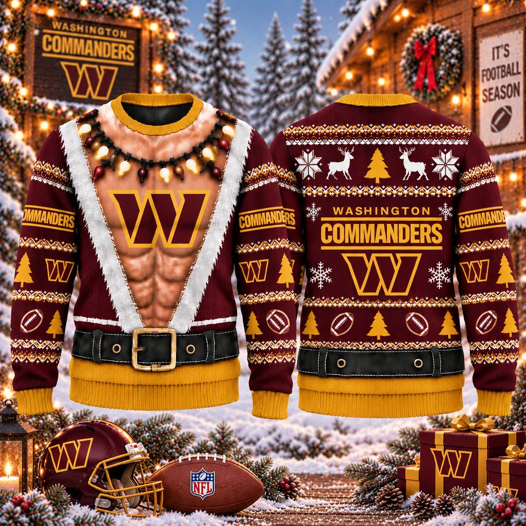 NFL Washington Commanders Funny Body Christmas Ugly Sweatshirt Design ST2601