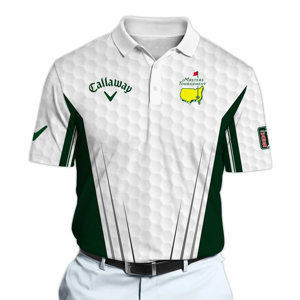 Callaway 2025 Masters Tour White And Green Golf Pattern Polo Shirt