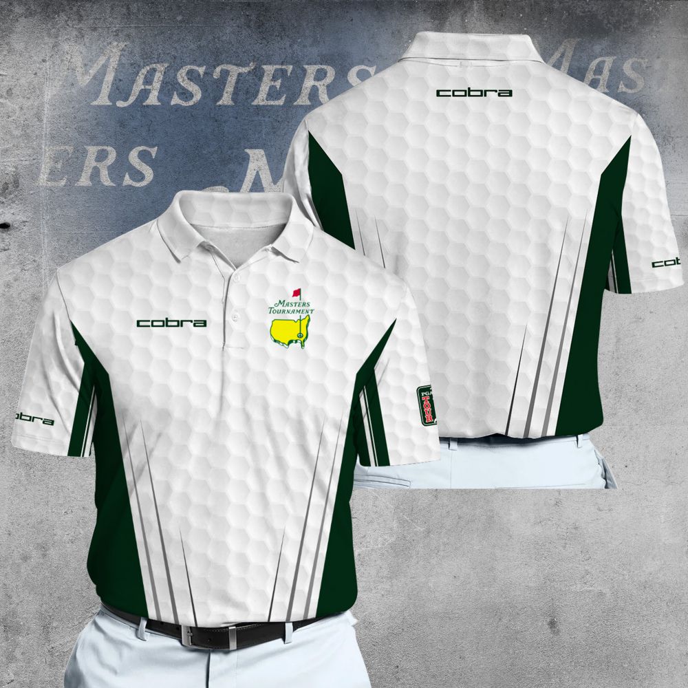 Cobra 2025 Masters Tour White And Green Golf Pattern Polo Shirt