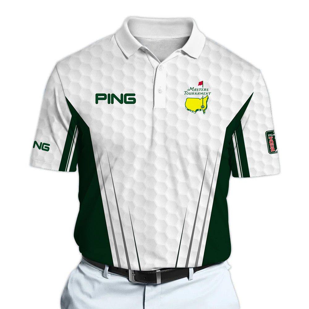 PING 2025 Masters Tour White And Green Golf Pattern Polo Shirt