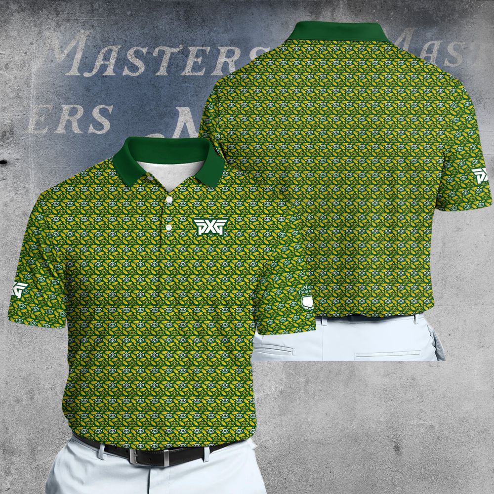 PXG Masters Feathers & Crown in Green Men Polo Shirt