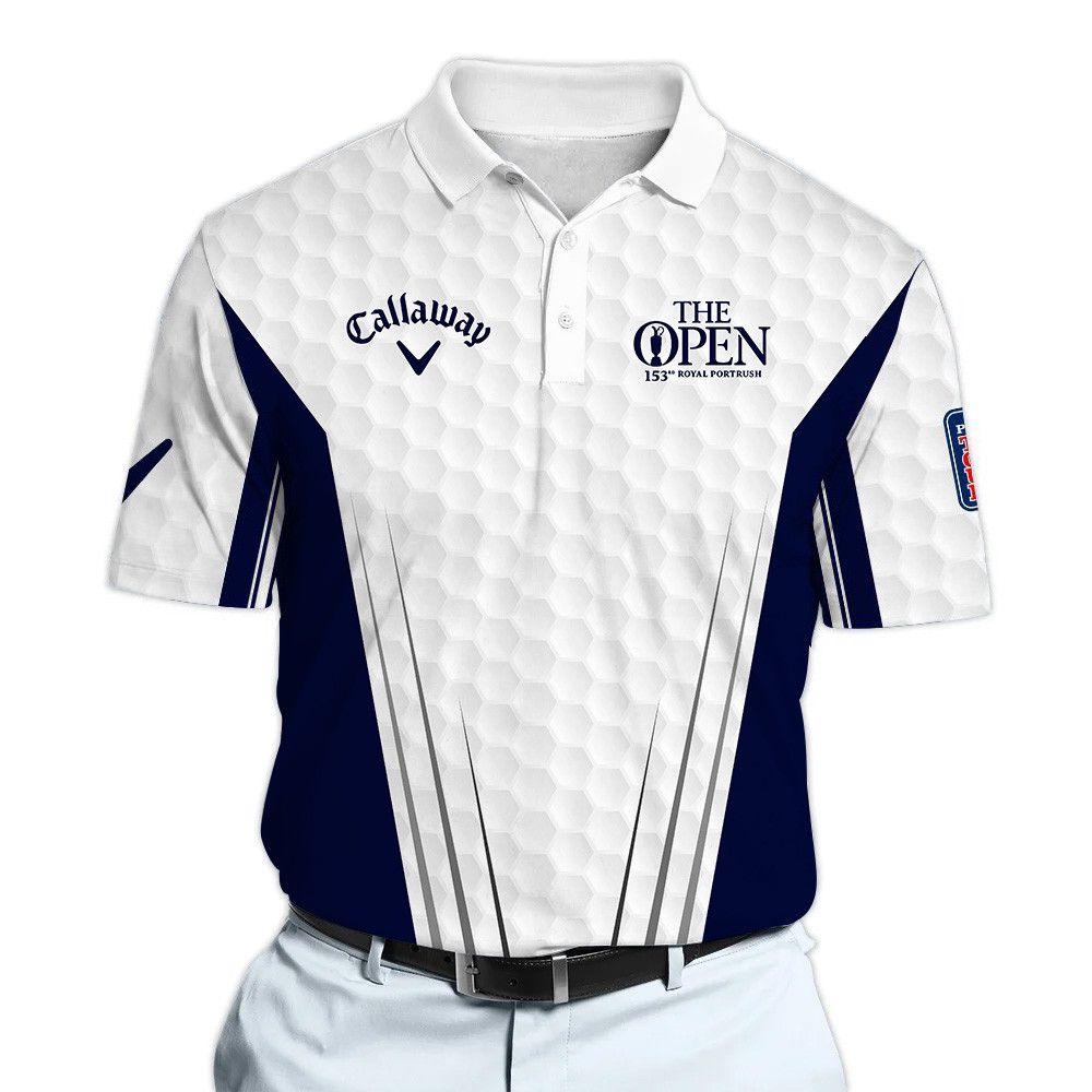 Callaway 153rd The Open White And Blue Golf Pattern Polo Shirt