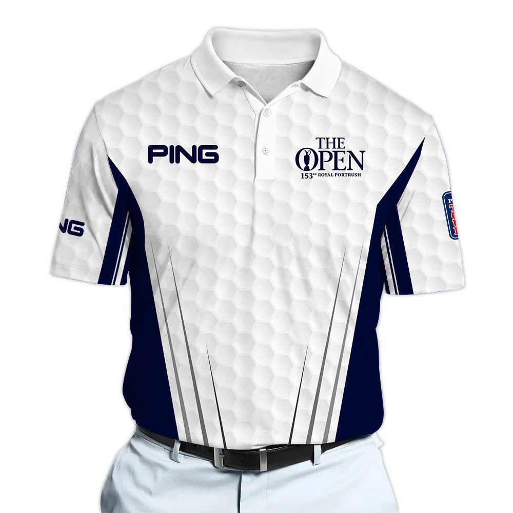 PING 153rd The Open White And Blue Golf Pattern Polo Shirt