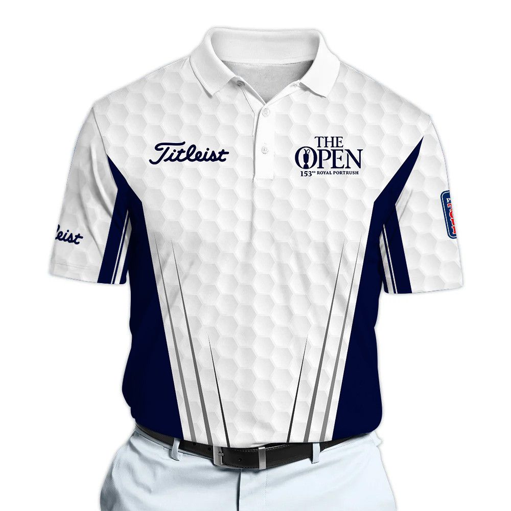 Titleist 153rd The Open White And Blue Golf Pattern Polo Shirt