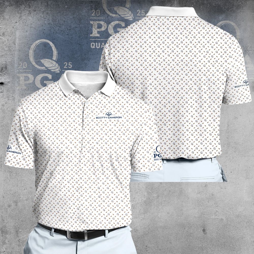 Scotty Cameron 2025 PGA Championship Q and Feathers in White Men Polo Shirt
