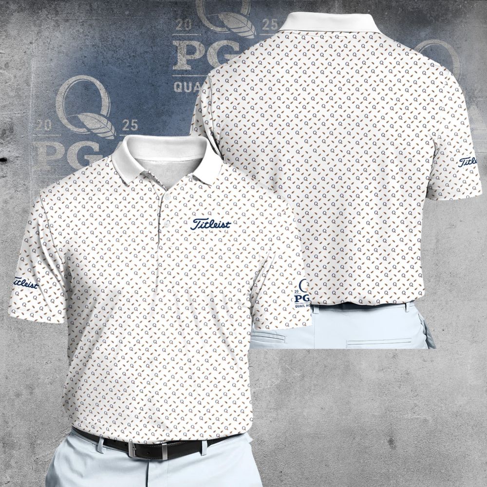 Titleist 2025 PGA Championship Q and Feathers in White Men Polo Shirt