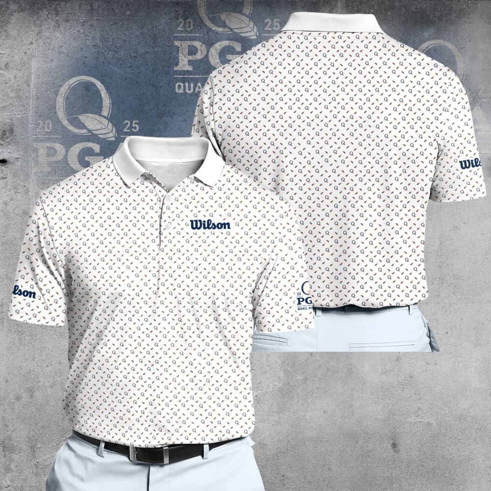 Wilson Staff 2025 PGA Championship Q and Feathers in White Men Polo Shirt