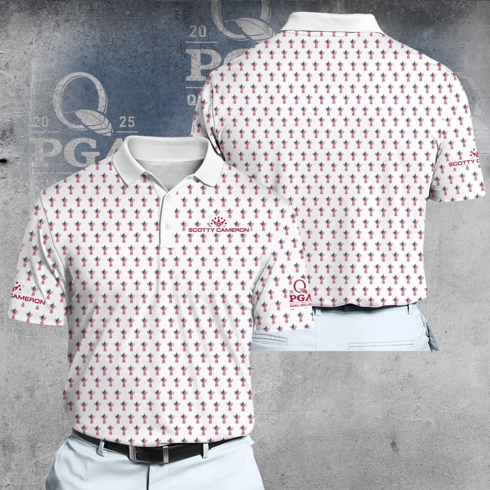 Scotty Cameron 2025 PGA QUAIL HOLLOW White USA Pattern Trophy Polo Shirt
