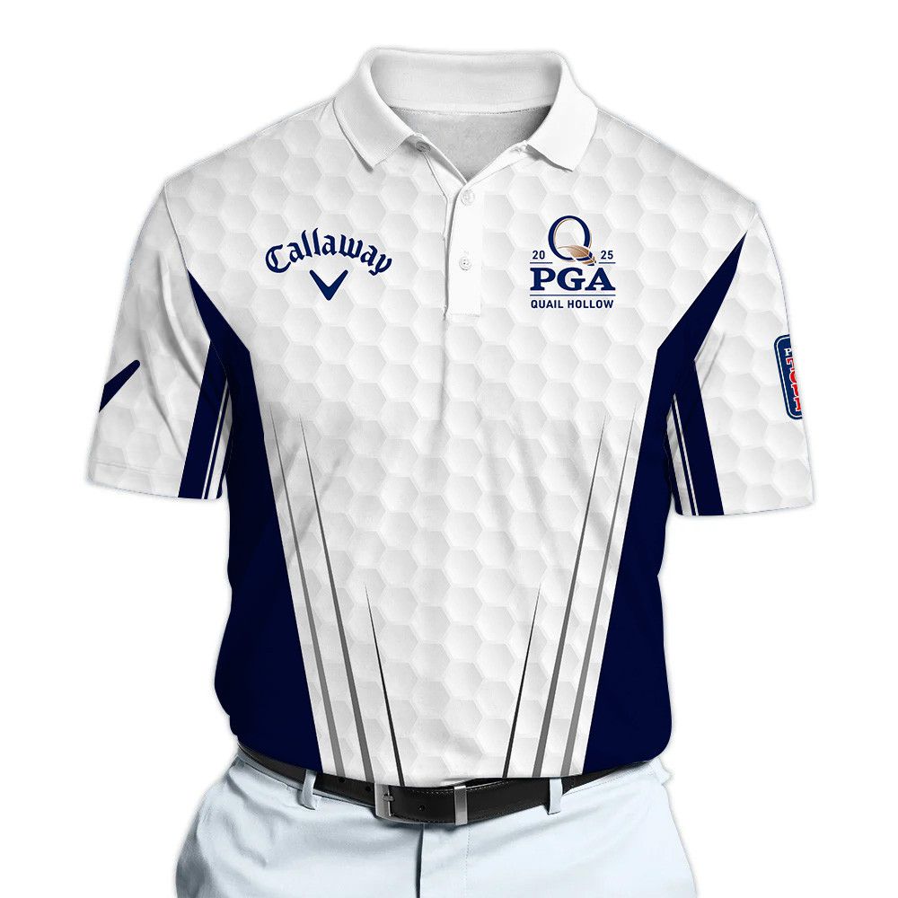 Callaway 2025 PGA Tour White And Blue Golf Pattern Polo Shirt