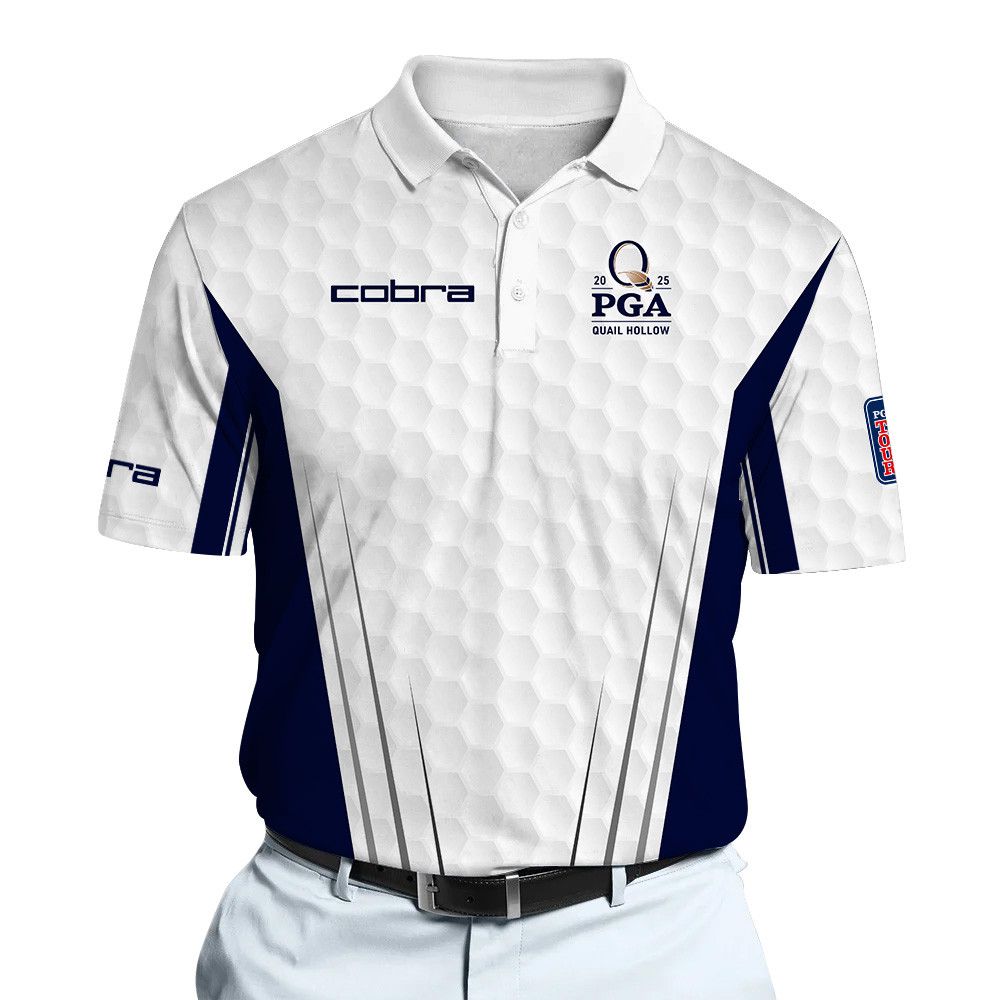 Cobra 2025 PGA Tour White And Blue Golf Pattern Polo Shirt