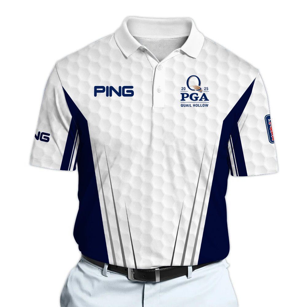 PING 2025 PGA Tour White And Blue Golf Pattern Polo Shirt