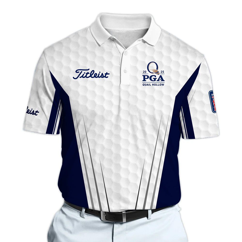 Titleist 2025 PGA Tour White And Blue Golf Pattern Polo Shirt