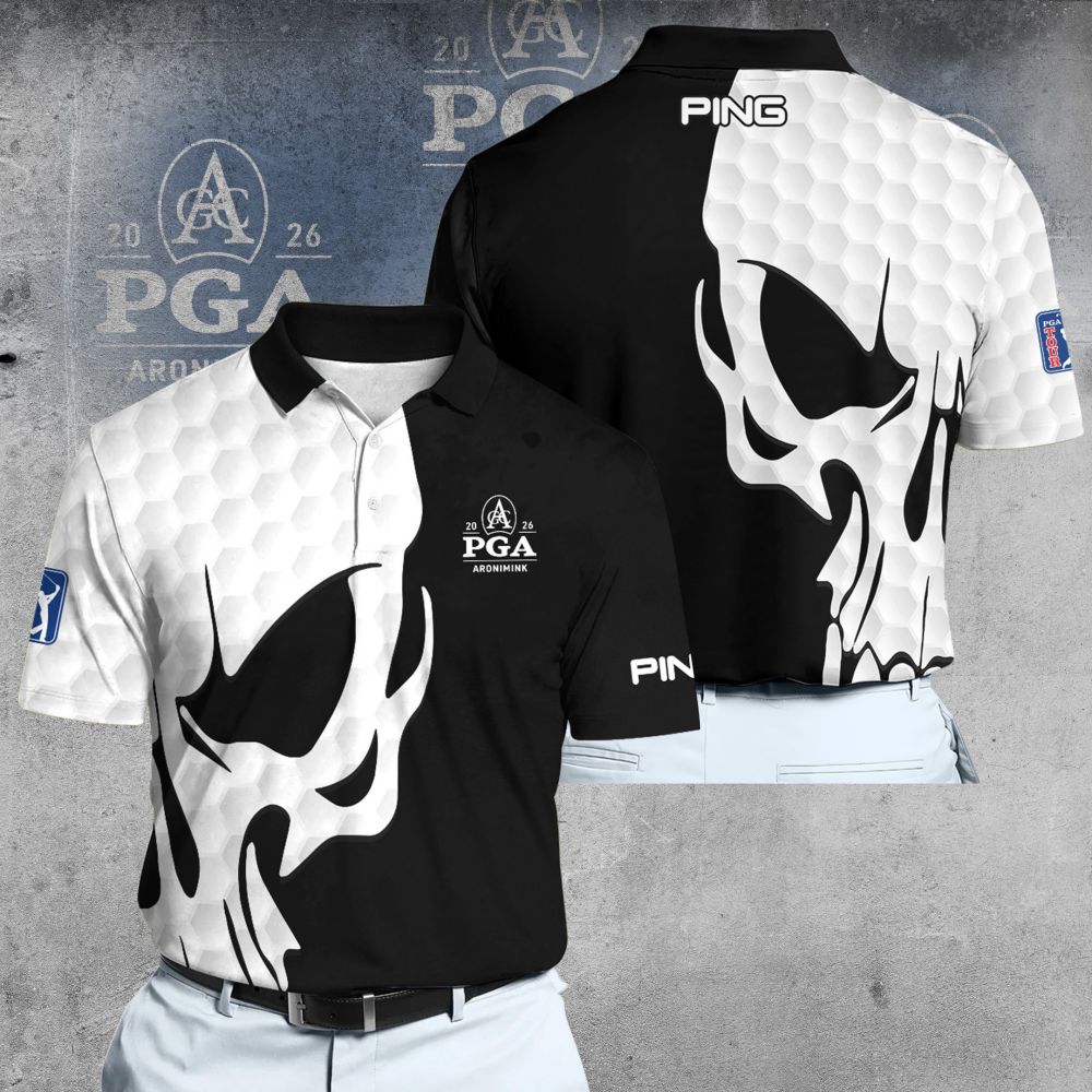 PING Skull Golf PGA Tour Men Polo Shirt 