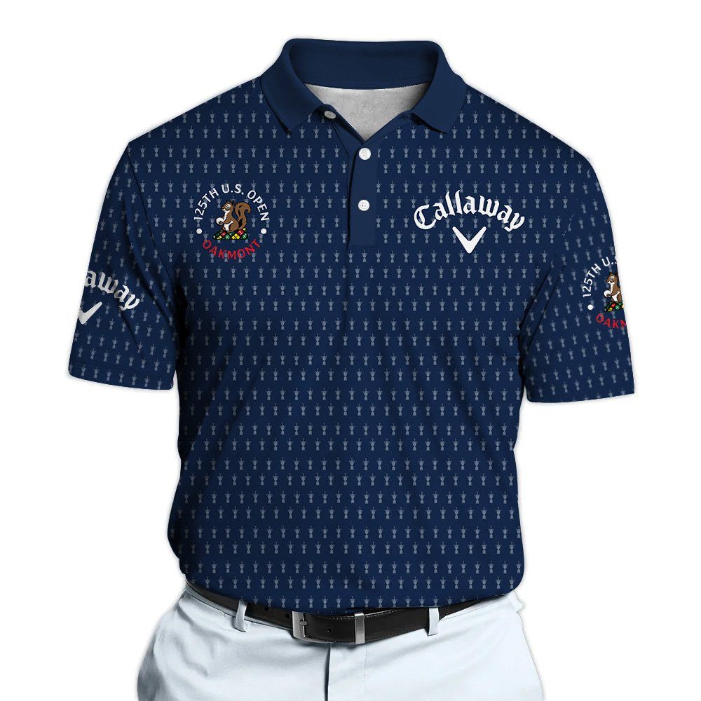 Callaway 2025 125th U.S. Open Oakmont Navy Trophy Pattern Polo Shirt