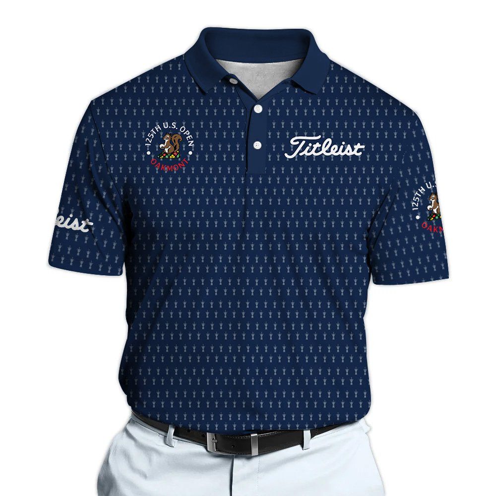 Titleist 2025 125th U.S. Open Oakmont Navy Trophy Pattern Polo Shirt
