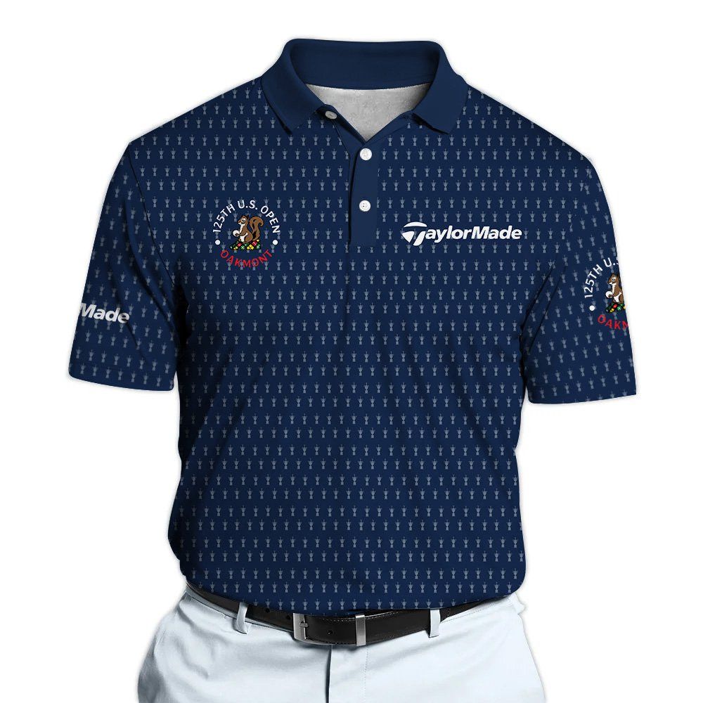 TaylorMade 2025 125th U.S. Open Oakmont Navy Trophy Pattern Polo Shirt