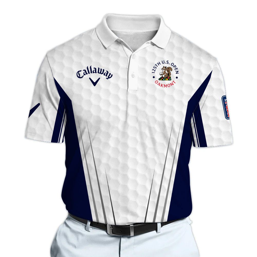 Callaway 125th U.S. Open White And Blue Golf Pattern Polo Shirt