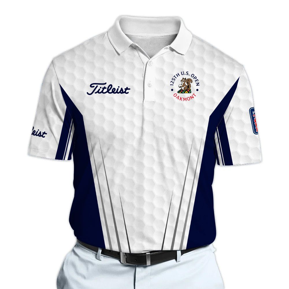 Titleist 125th U.S. Open White And Blue Golf Pattern Polo Shirt