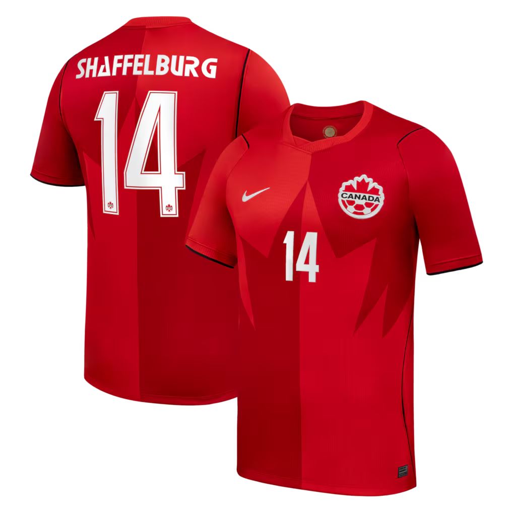Men's Red Canada Soccer  2026 Home Match Shaffelburg Soccer Jersey