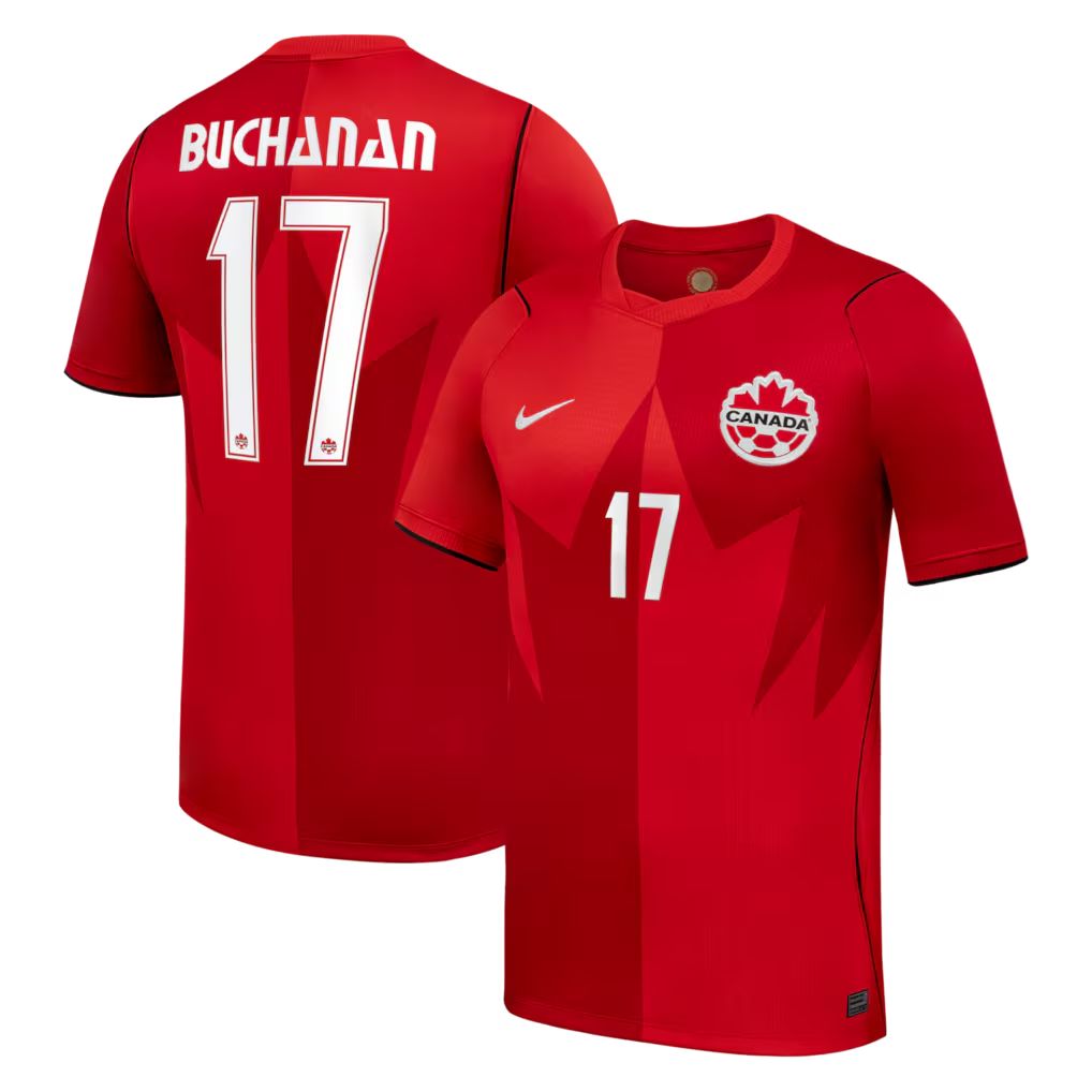 Men's Red Canada Soccer  2026 Home Match Buchanan Soccer Jersey